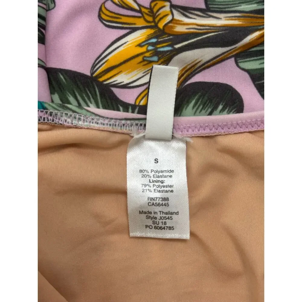 J.Crew Tie Front One Piece Swimsuit Tropical Floral Pink Green Size Small